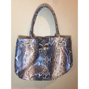 Signature Club A Tote Bag Womens Large Brown Black Snakeskin Python Print